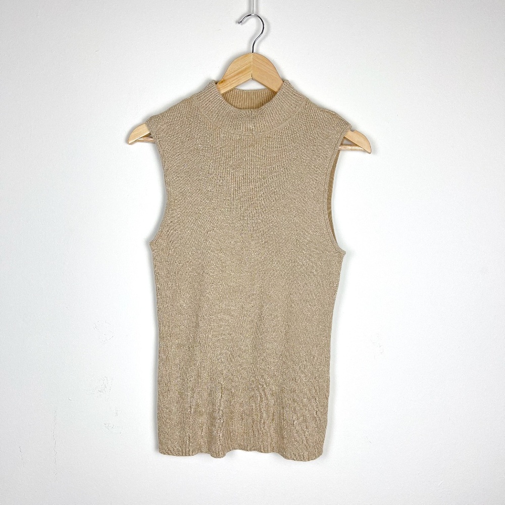 Gold Metallic Mock Neck Top